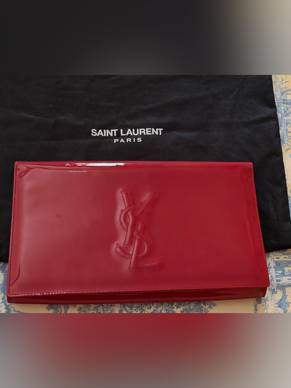 Saint Laurent Red Patent Logo Clutch
